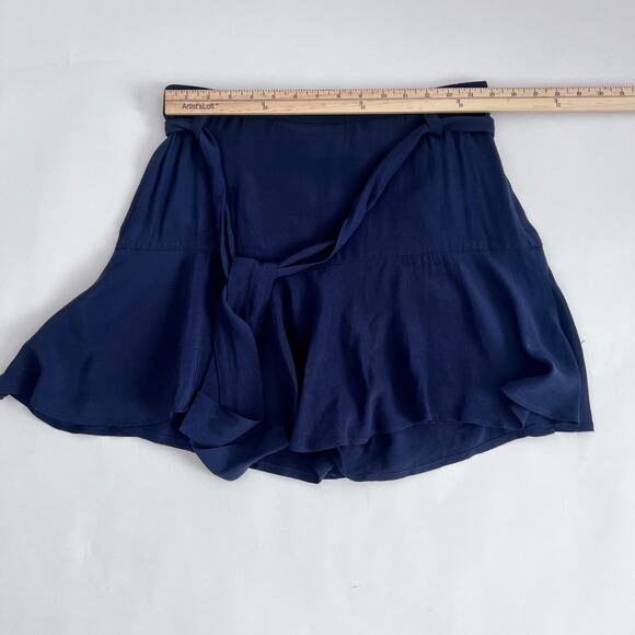 ZARA BASICS WOMENS SKORT NAVY BLUE SIZE L FLOWY BELT LOOPS WITH SASH TIE - Picture 5 of 7